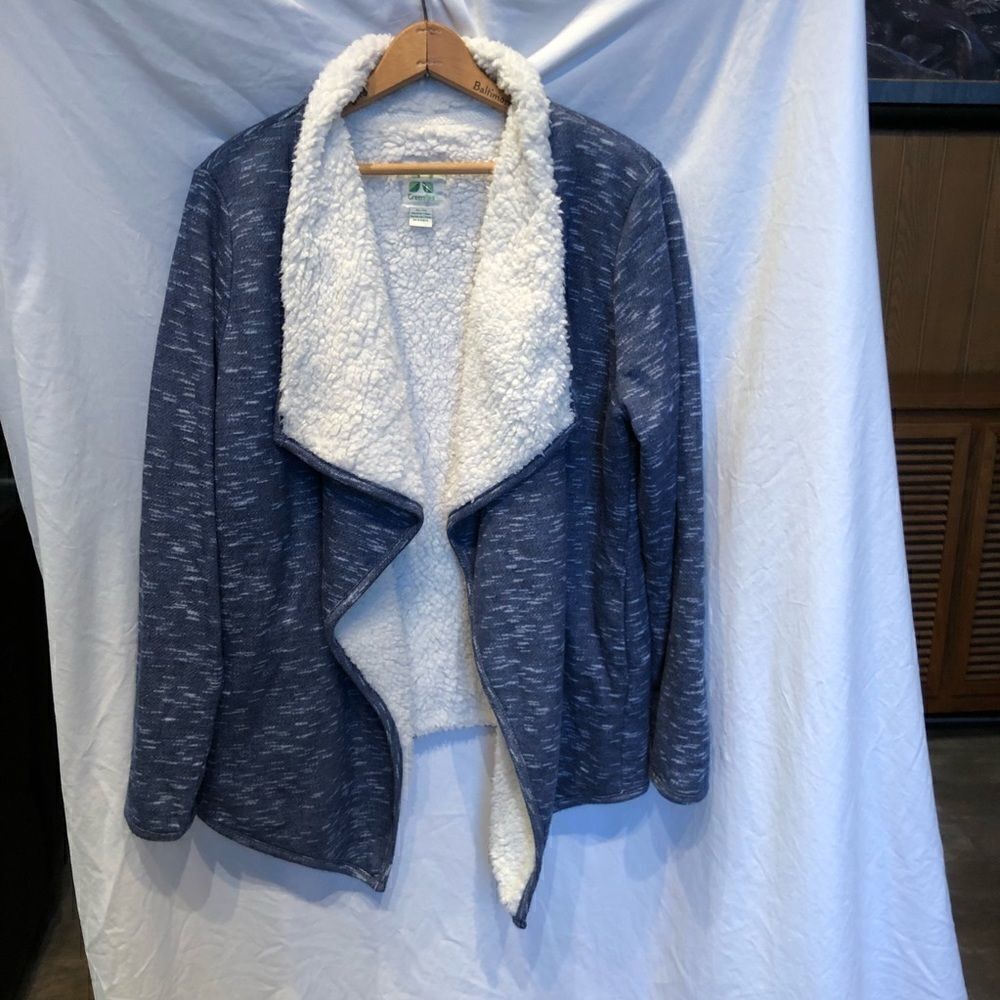 Green Tea Shawl/Jacket Blue with white flecks XL